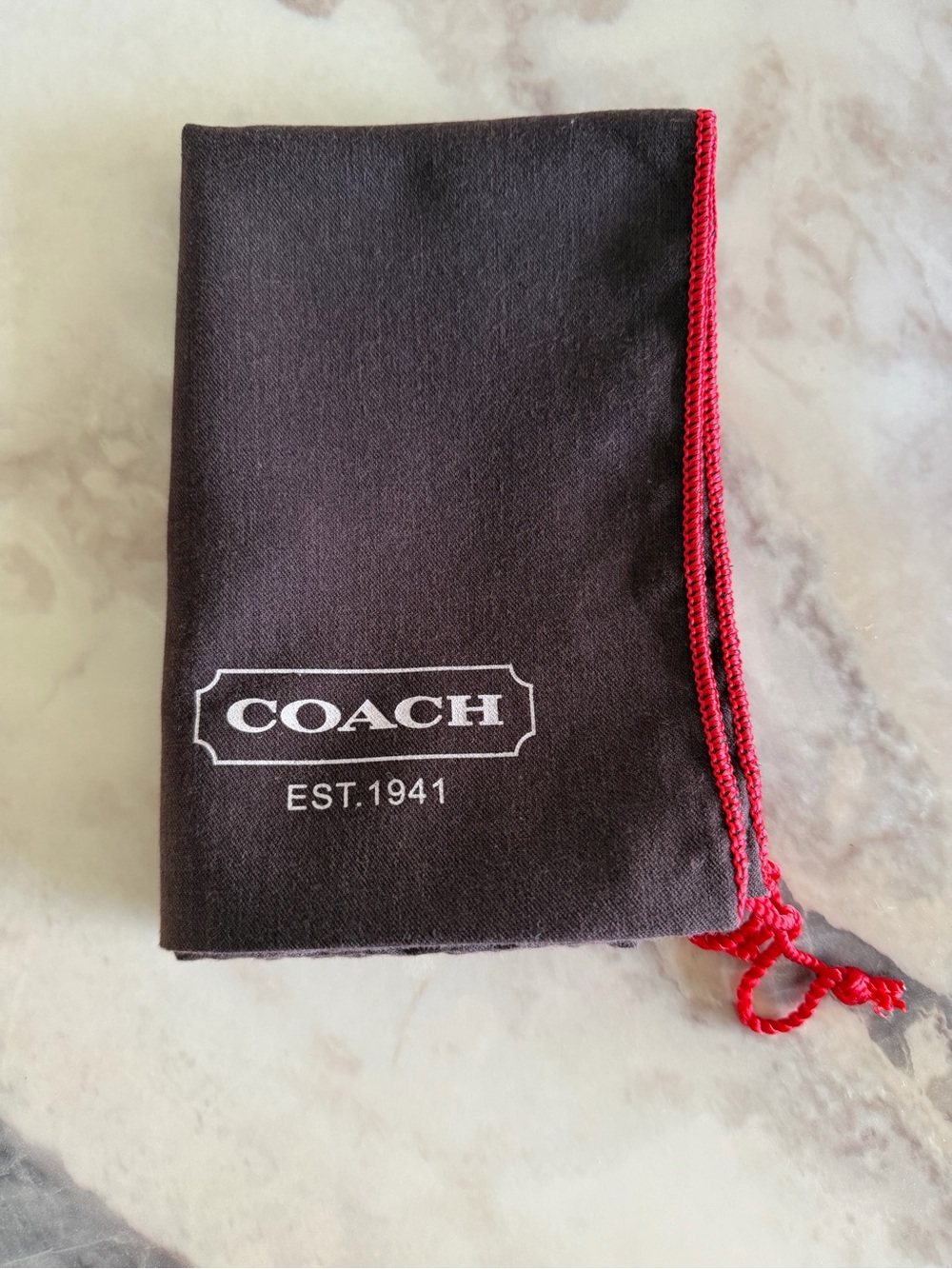COACH Black Dust Bag with Red Drawstring Trim